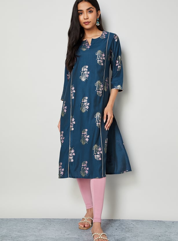 MELANGE Floral Print Straight Kurta