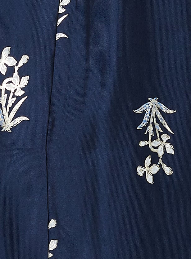MELANGE Embroidered Notched Neck Straight Kurta