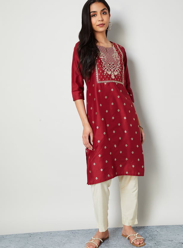 MELANGE Embroidered Straight Kurta