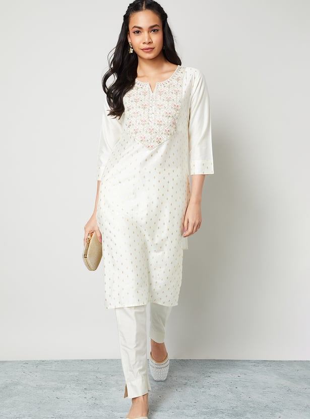 MELANGE Embroidered Straight Kurta
