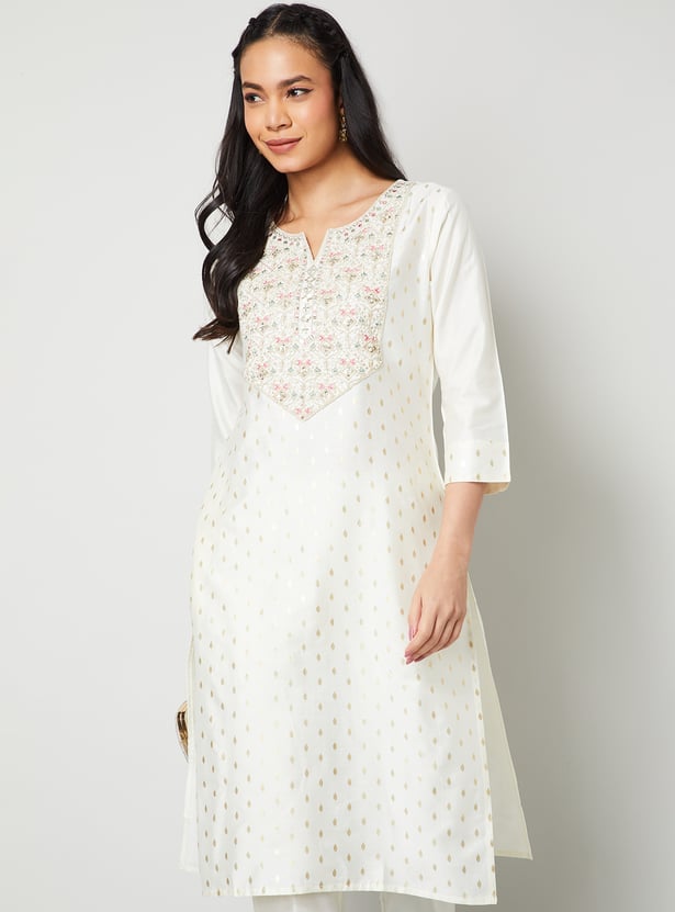 MELANGE Embroidered Straight Kurta