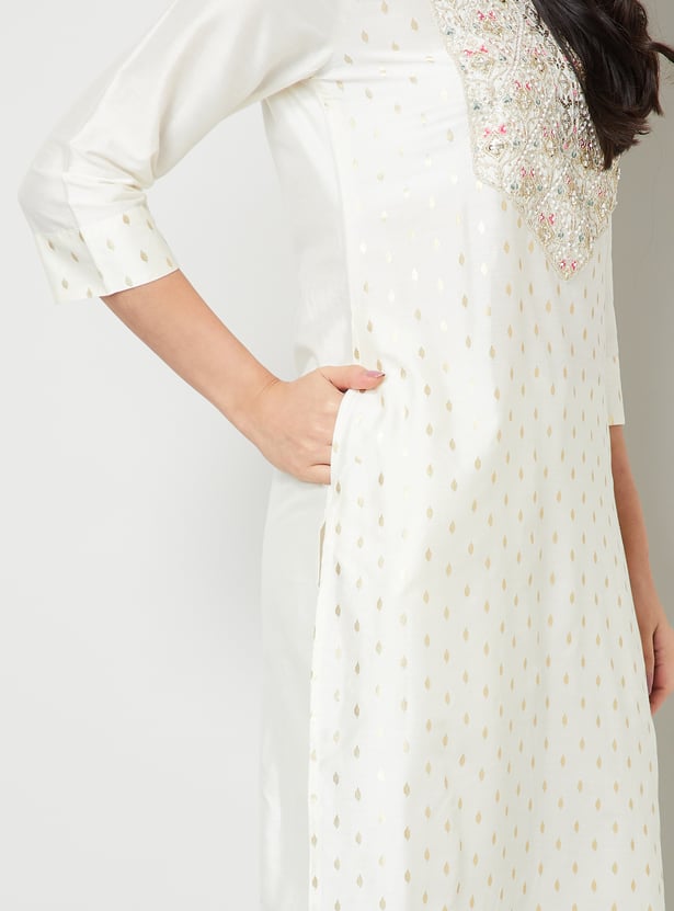 MELANGE Embroidered Straight Kurta