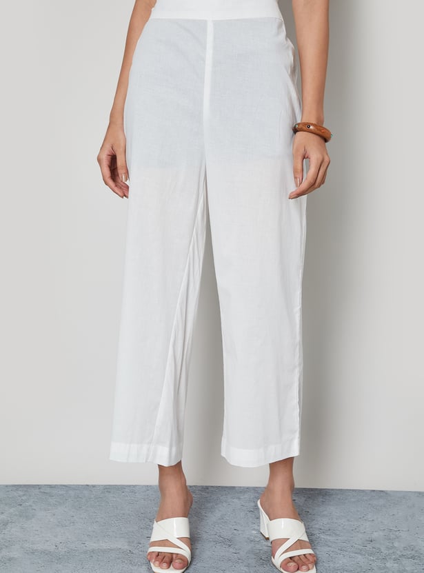 MELANGE Solid Straight Pants