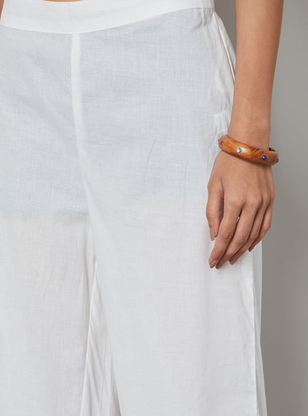 MELANGE Solid Straight Pants