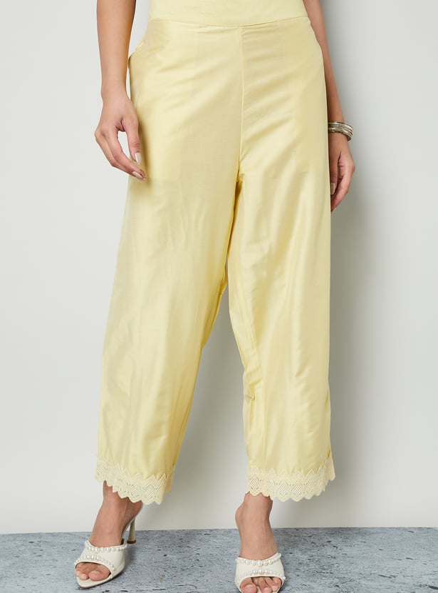 MELANGE Lace Hem Palazzos