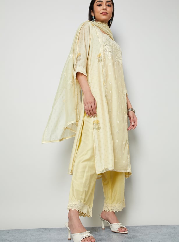 MELANGE Lace Hem Palazzos