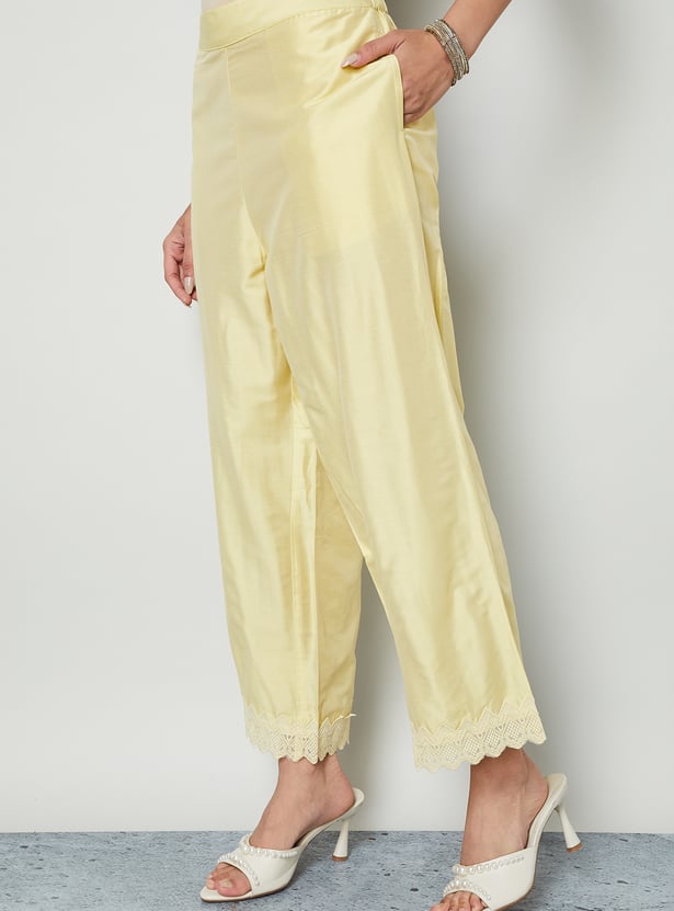 MELANGE Lace Hem Palazzos