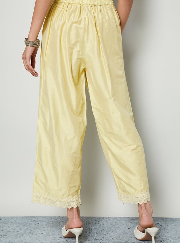 MELANGE Lace Hem Palazzos