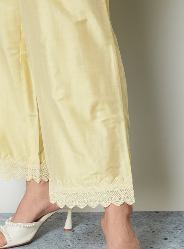 MELANGE Lace Hem Palazzos