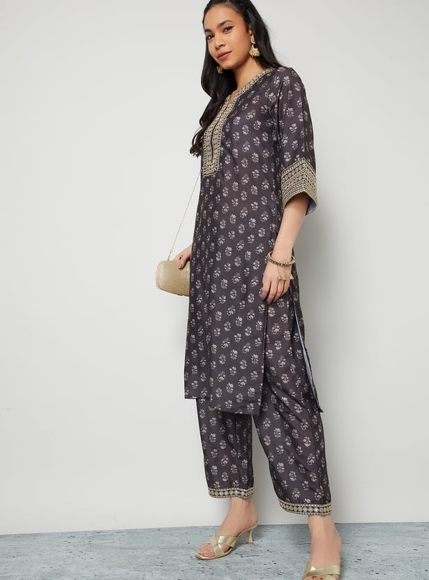 MELANGE Floral Print Kurta Set