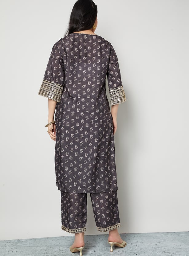 MELANGE Floral Print Kurta Set
