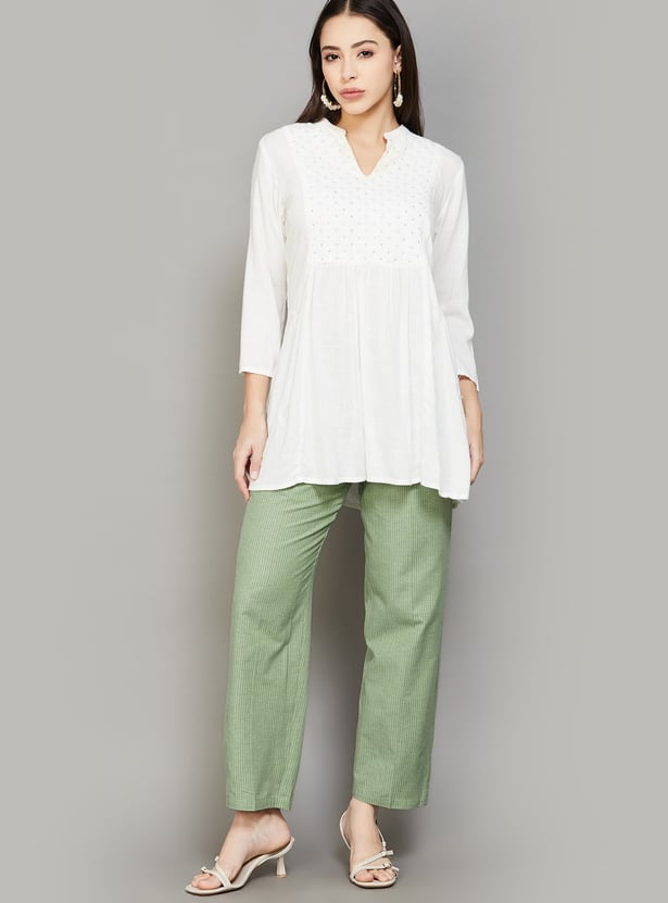 SPAN Embroidered Straight Pants