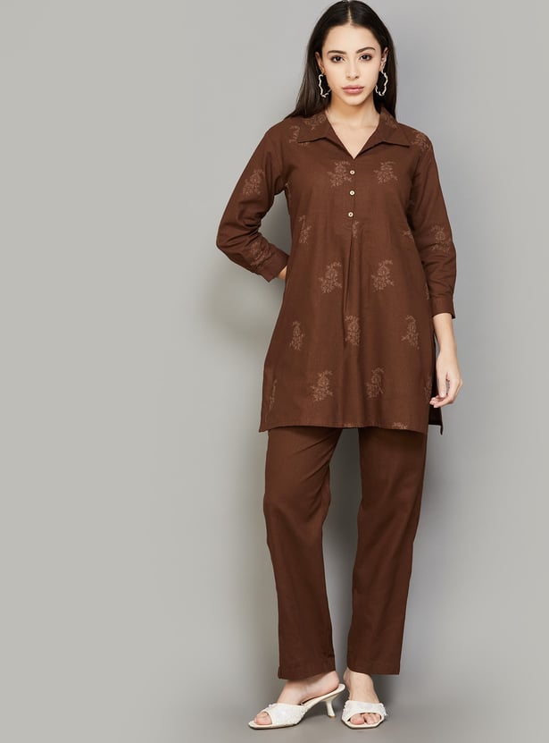 SPAN Embroidered Kurti Set