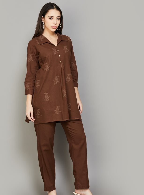 SPAN Embroidered Kurti Set