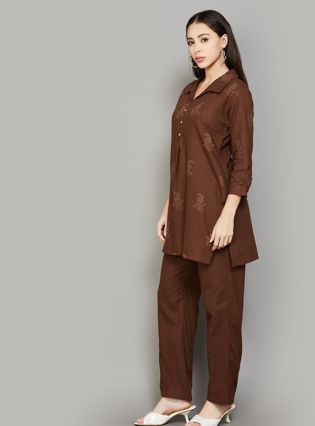 SPAN Embroidered Kurti Set
