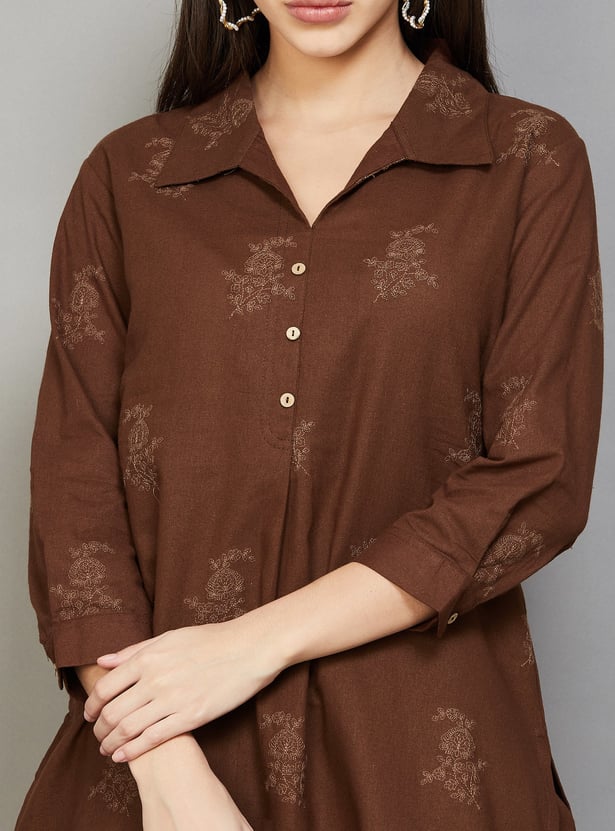 SPAN Embroidered Kurti Set