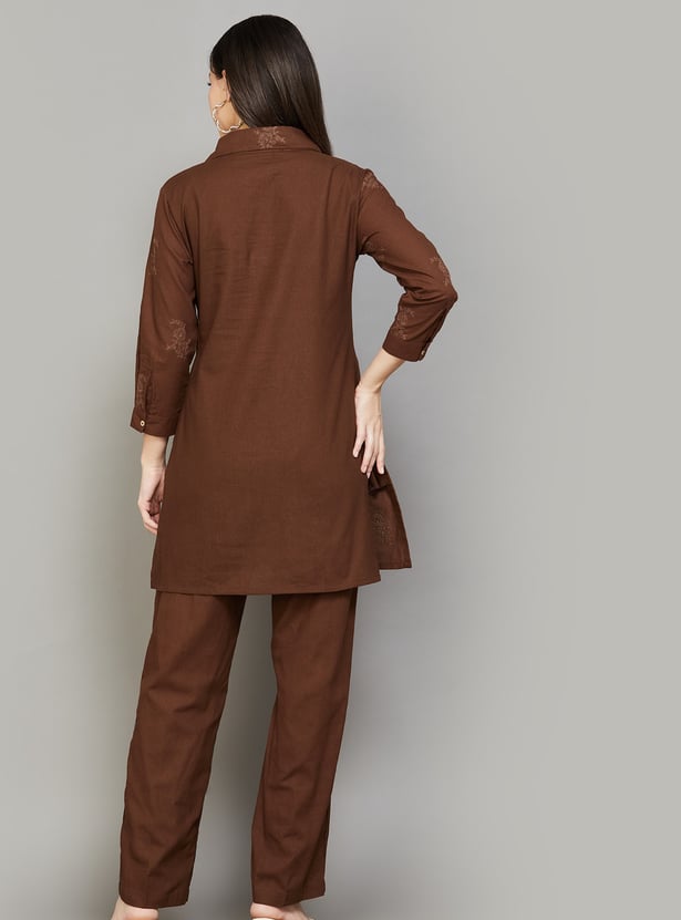 SPAN Embroidered Kurti Set