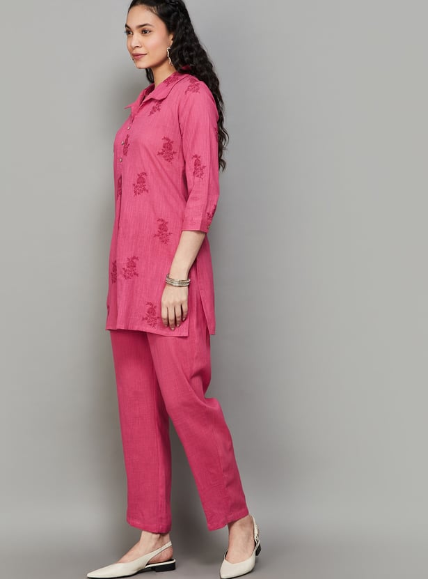 SPAN Embroidered Straight Kurti Set
