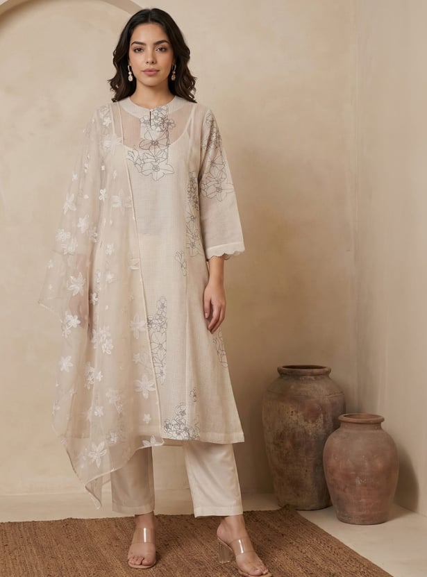 W Floral Print A-line Kurta Set