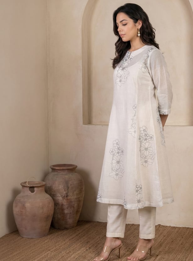 W Floral Print A-line Kurta Set