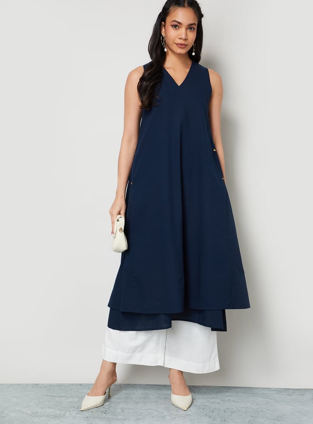 MELANGE Solid A-Line Kurta