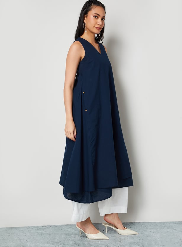 MELANGE Solid A-Line Kurta