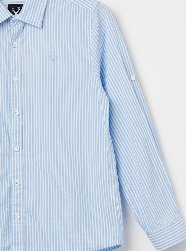 ALLEN SOLLY Boys Striped Slim Fit Shirt