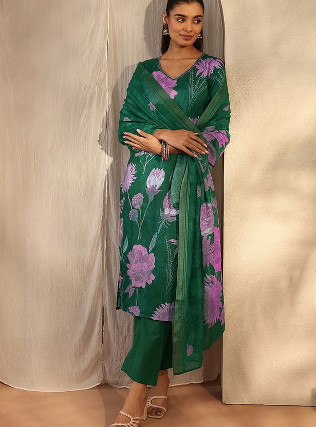 LIBAS Floral Print Kurta Set