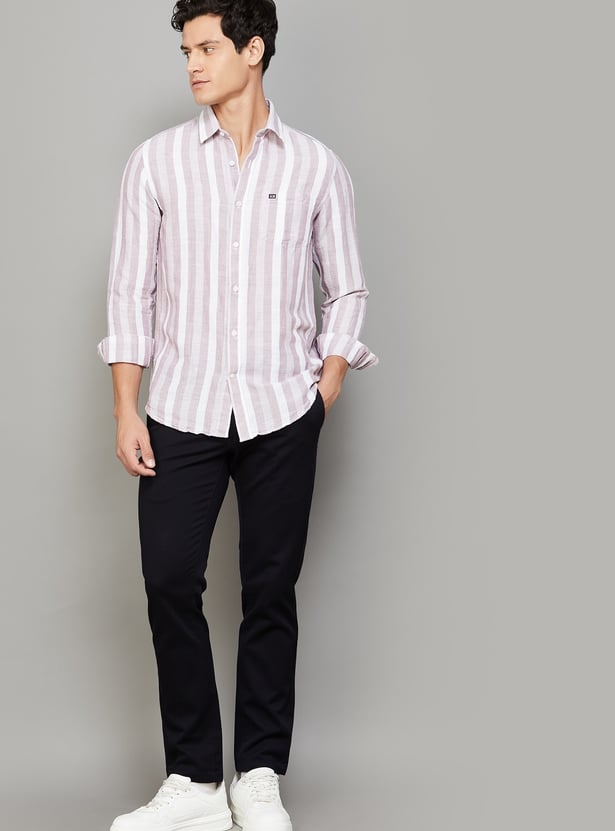 ARROW SPORT Solid Slim Straight Trousers
