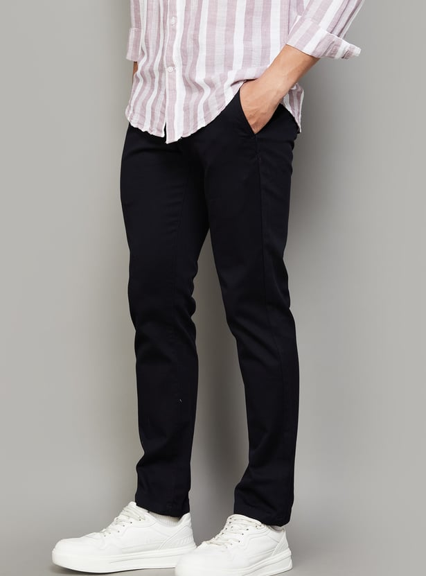 ARROW SPORT Solid Slim Straight Trousers