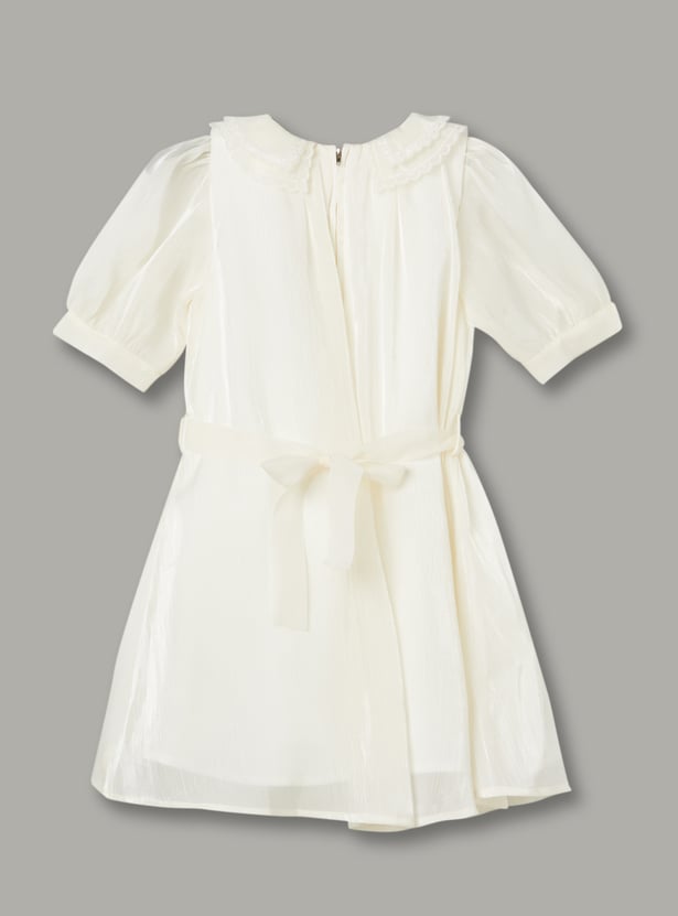 PEPPERMINT Girls Embroidered Belted Dress
