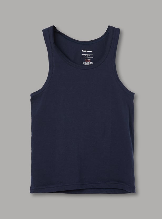 FAME FOREVER Boys Solid Vest - Pack of 2