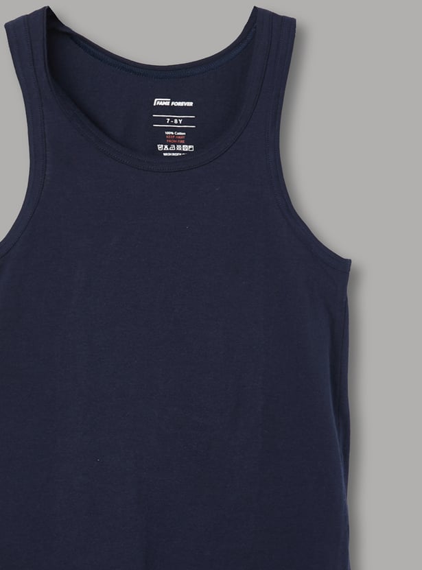 FAME FOREVER Boys Solid Vest - Pack of 2