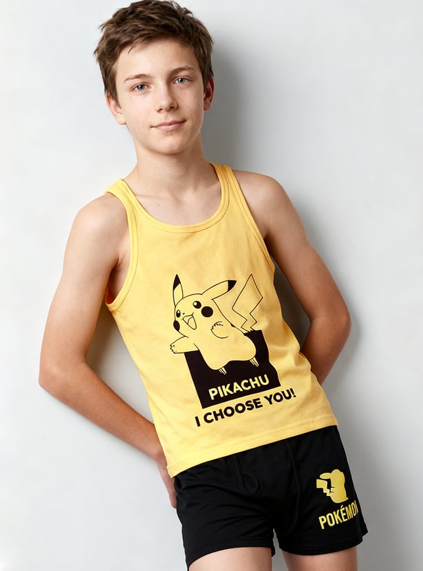 FAME FOREVER Boys Pikachu Print Vests - Pack of 2