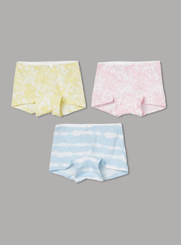 FAME FOREVER Girls Printed Boy Shorts Panties - Pack of 3