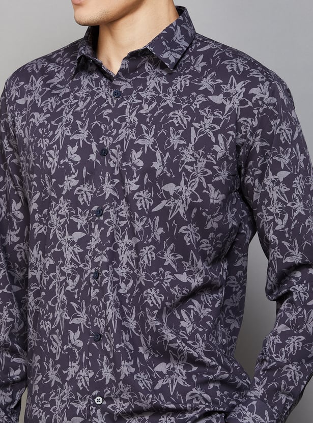 V DOT Floral Slim Fit Shirt