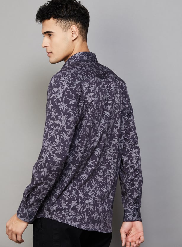 V DOT Floral Slim Fit Shirt