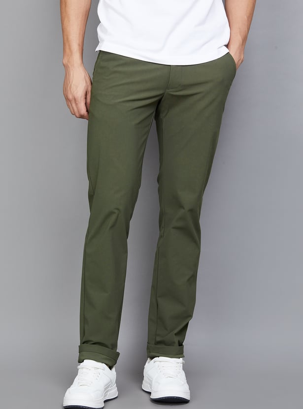 VH SPORTS Solid Slim Straight Trousers