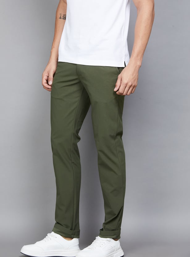 VH SPORTS Solid Slim Straight Trousers