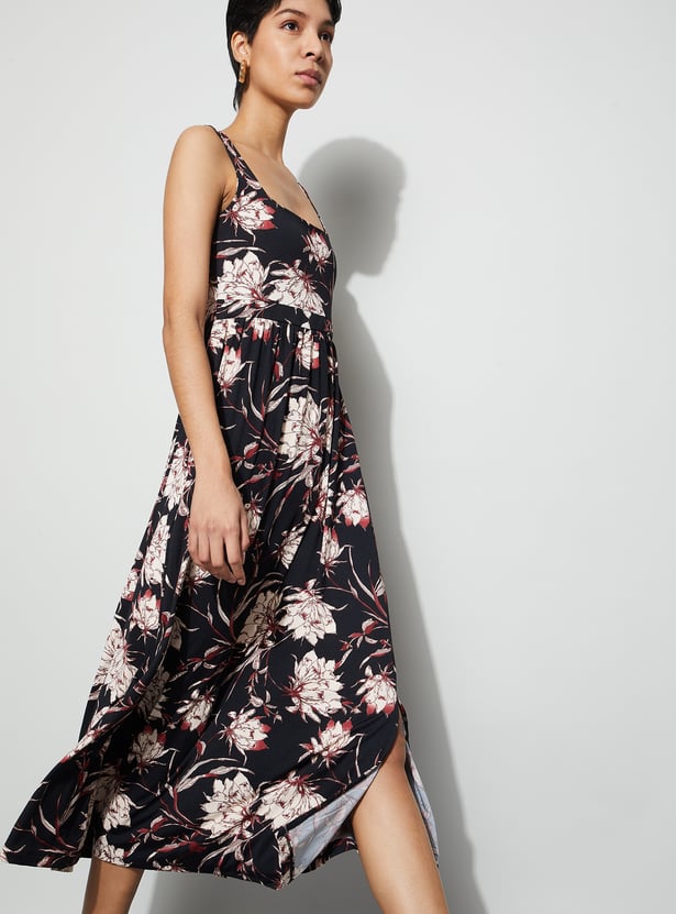 CODE Floral Print A-Line Dress