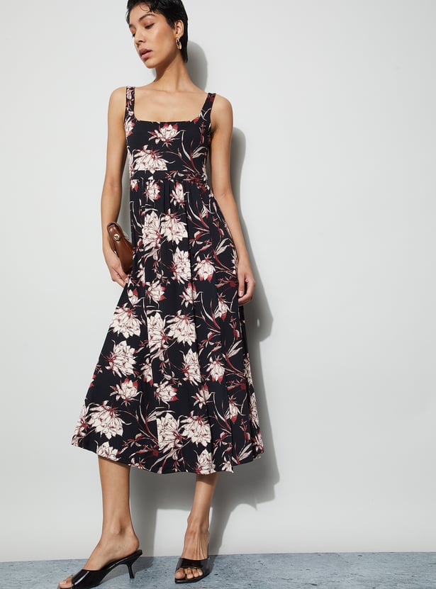 CODE Floral Print A-Line Dress