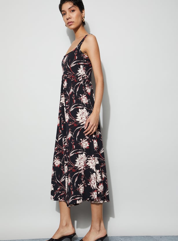 CODE Floral Print A-Line Dress