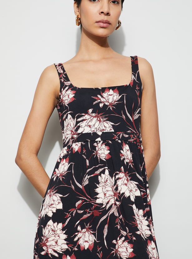 CODE Floral Print A-Line Dress