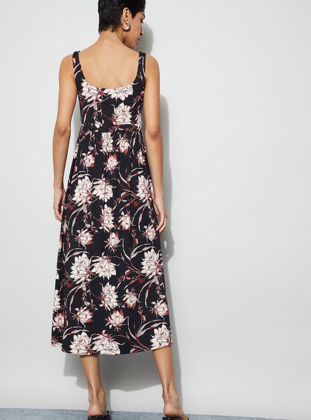 CODE Floral Print A-Line Dress