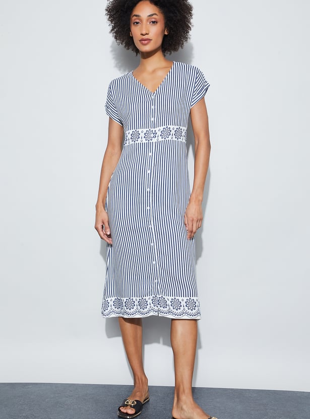 FAME FOREVER Striped Midi Dress