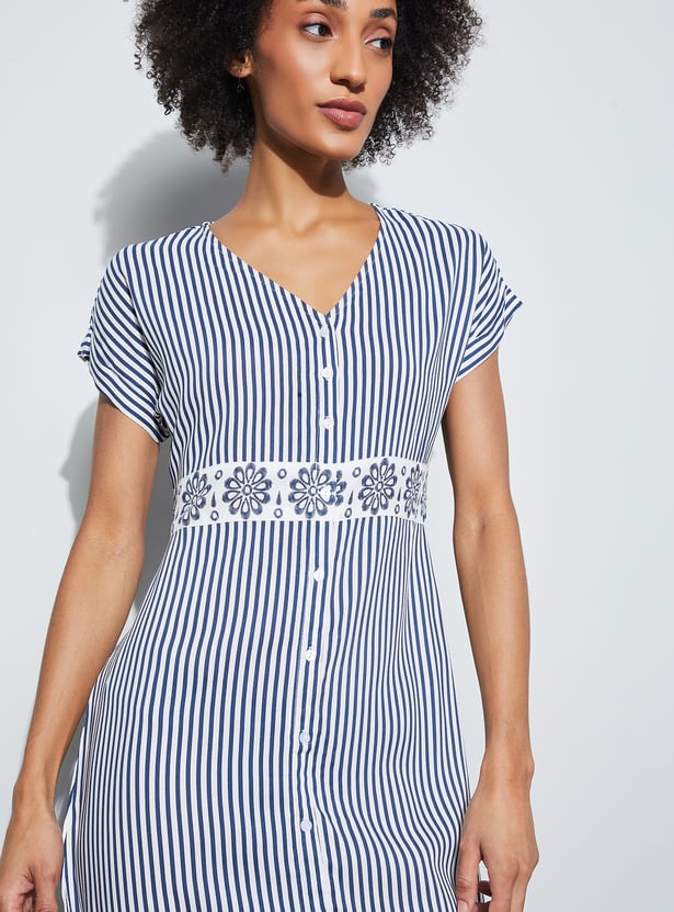 FAME FOREVER Striped Midi Dress