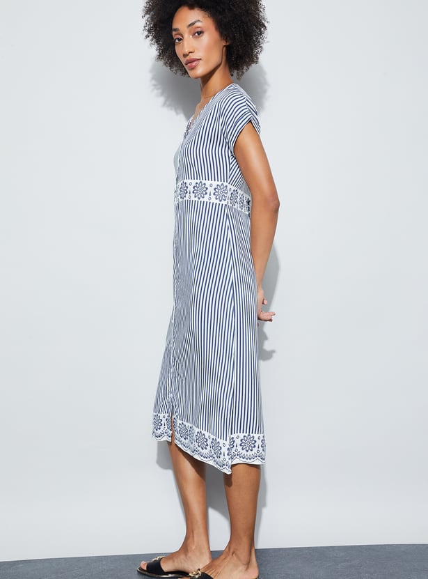 FAME FOREVER Striped Midi Dress