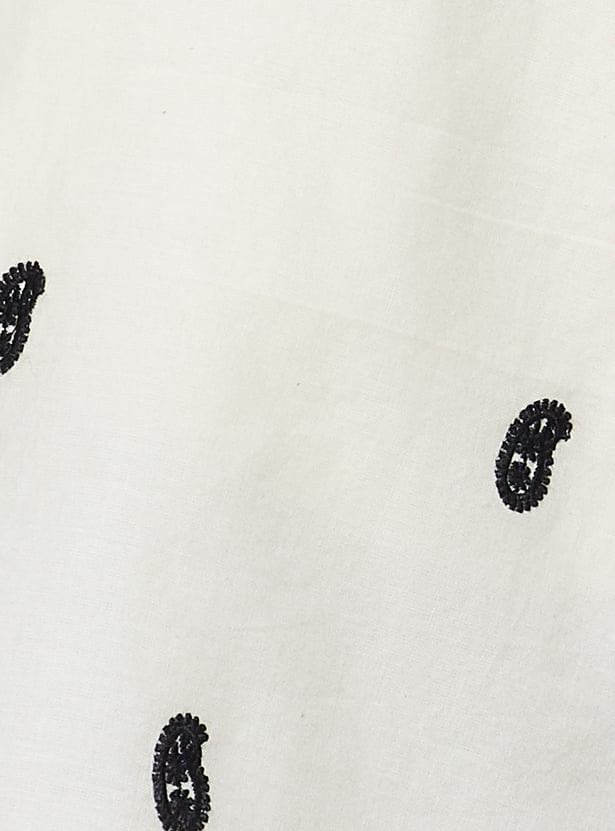 FAME FOREVER Paisley Embroidered Shorts
