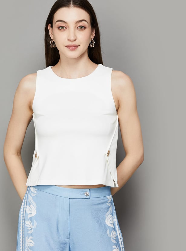 AND Solid Button Detail Top