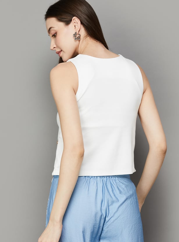AND Solid Button Detail Top
